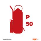 Wheeled Powder Fire Extinguisher 50 Kg Sign, Size: 150 x 150 mm, Make:SHM, IMPA Code:336085